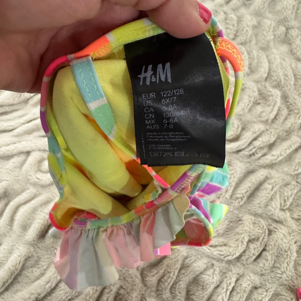 H&M Rainbow Stripe Ruffle Swimsuit (Size 6X/7) - Picture 3 of 3
